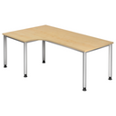 L-förmiger Schreibtisch HILO 82 S in Ahorn-Optik mit silbernen Metallbeinen von hjh OFFICE PRO