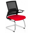 Freischwinger INVENTOR V mit schwarzem Netzrücken, roter Sitzfläche und verchromtem Rahmen von hjh OFFICE