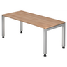 Höhenverstellbarer Schreibtisch JAVA 19 S in Nussbaum-Optik mit silbernem Gestell von hjh OFFICE PRO