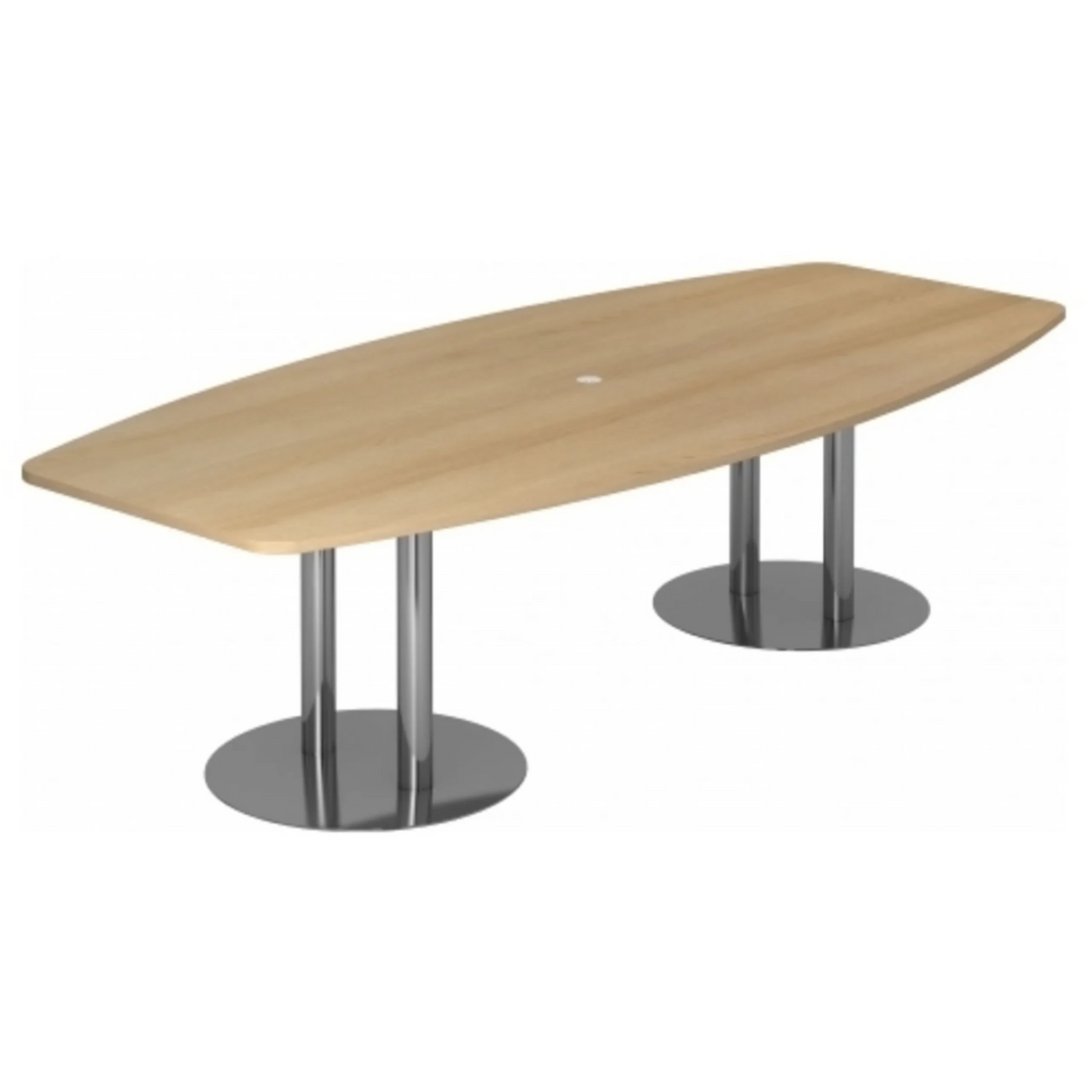 Ovaler Konferenztisch KARAT S 28 C in Eicheoptik mit zwei Säulenfüßen aus Chrom von hjh OFFICE PRO