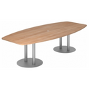 Konferenztisch KARAT S 28 S mit Nussbaumnholz-Platte und zwei silbernen Säulenfüßen von hjh OFFICE PRO
