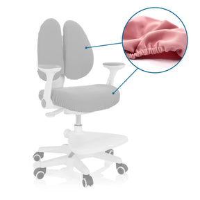 Rosa Ersatzcover-Set KID WING COVER für einen Bürostuhl mit Detailansicht des elastischen Stoffes von hjh OFFICE