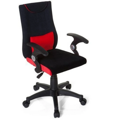 Kinderdrehstuhl KIDDY PRO AL in Schwarz und Rot mit Armlehnen und Rollenfußkreuz von hjh OFFICE