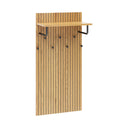 Wandgarderobe LINNO SPACE in Eiche-Optik mit schwarzer Ablage und sechs Haken von hjh LIVING