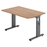 Höhenverstellbarer Schreibtisch MEGA 12 G mit Nussbaum-Platte und graphitfarbenem Gestell von hjh OFFICE PRO