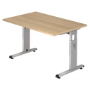Höhenverstellbarer Schreibtisch MEGA 12 S in Eiche-Optik mit silbernem Gestell von hjh OFFICE PRO