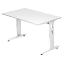 Höhenverstellbarer Schreibtisch MEGA 12 W in Weiß mit rechteckiger Tischplatte von hjh OFFICE PRO