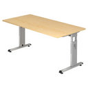 Höhenverstellbarer Schreibtisch MEGA 16 S mit Ahornholzplatte und silbernem Gestell von hjh OFFICE PRO