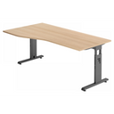 Höhenverstellbarer Schreibtisch MEGA 18 G in Eiche-Optik mit graphitgrauem Gestell von hjh OFFICE PRO