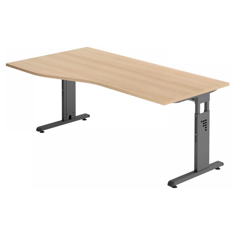 Höhenverstellbarer Schreibtisch MEGA 18 G in Eiche-Optik mit graphitgrauem Gestell von hjh OFFICE PRO