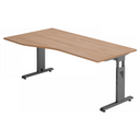 Höhenverstellbarer Schreibtisch MEGA 18 G in Nussbaum-Optik mit graphitfarbenem Gestell von hjh OFFICE PRO