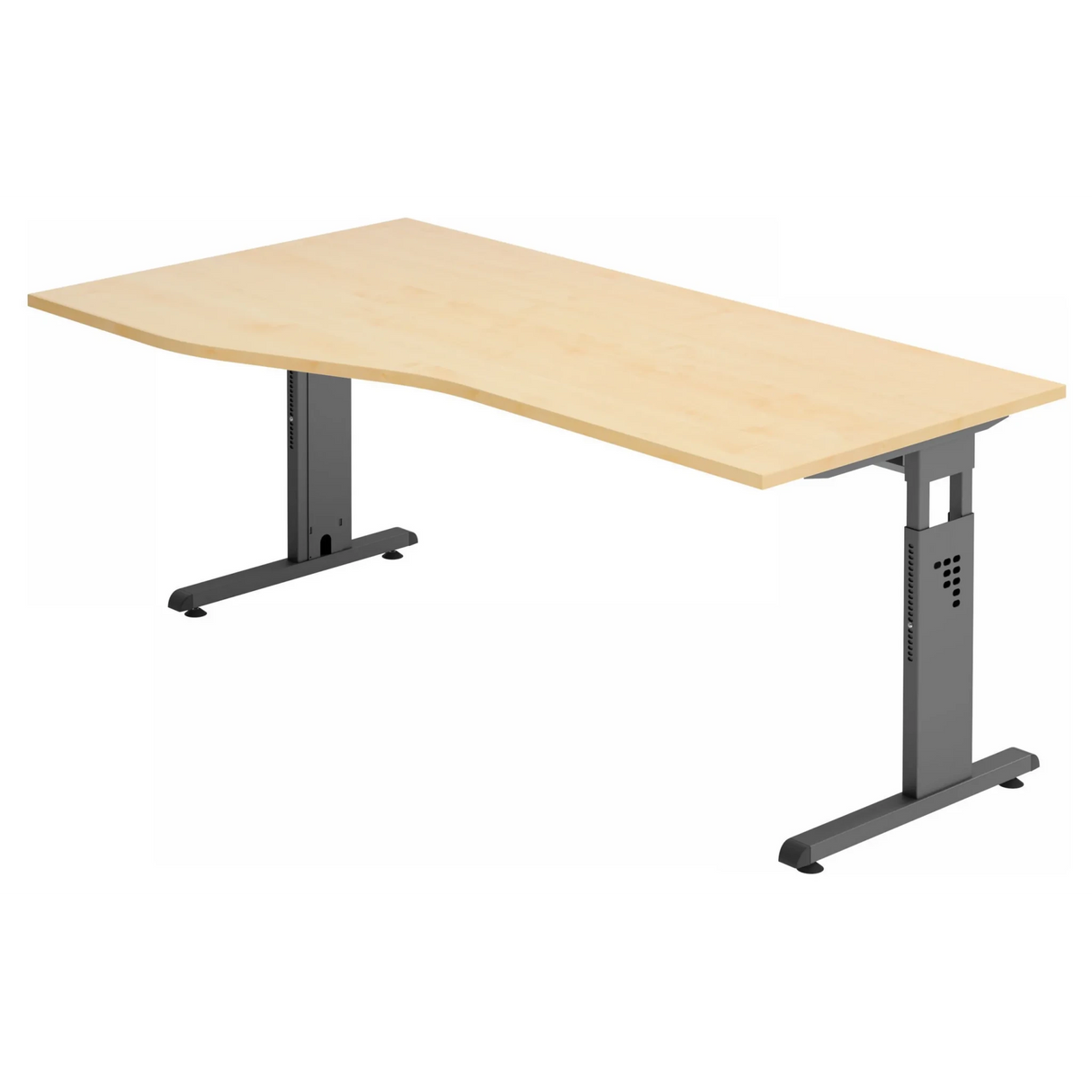 Höhenverstellbarer Schreibtisch MEGA 18 G mit Ahornholz-Platte und graphitfarbenem Gestell von hjh OFFICE PRO