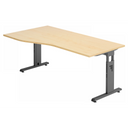 Höhenverstellbarer Schreibtisch MEGA 18 G mit Ahornholz-Platte und graphitfarbenem Gestell von hjh OFFICE PRO