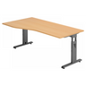 Höhenverstellbarer Schreibtisch MEGA 18 G in Buche mit graphitfarbenem Gestell von hjh OFFICE PRO