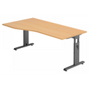 Höhenverstellbarer Schreibtisch MEGA 18 G in Buche mit graphitfarbenem Gestell von hjh OFFICE PRO