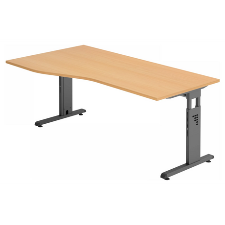 Höhenverstellbarer Schreibtisch MEGA 18 G in Buche mit graphitfarbenem Gestell von hjh OFFICE PRO