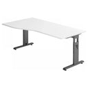Höhenverstellbarer Schreibtisch MEGA 18 G mit weißer Tischplatte und graphitfarbenem Gestell von hjh OFFICE PRO