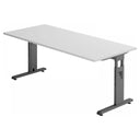 Höhenverstellbarer Schreibtisch MEGA 19 G mit grauer Tischplatte und graphitfarbenem Gestell von hjh OFFICE PRO