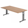 Höhenverstellbarer Schreibtisch MEGA 2E G mit nussbaumnarbiger Tischplatte und graphitfarbenem Gestell von hjh OFFICE PRO