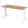 Höhenverstellbarer Schreibtisch MEGA 614 W in Asteiche mit weißem Gestell von hjh OFFICE PRO