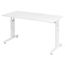 Höhenverstellbarer Schreibtisch MEGA 614 W in weißer Farbe mit rechteckiger Tischplatte von hjh OFFICE PRO