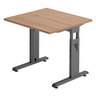 Höhenverstellbarer Schreibtisch MEGA 8 G in Nussbaum und Graphit mit quadratischer Platte von hjh OFFICE PRO