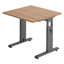 Höhenverstellbarer Schreibtisch MEGA 8 G in Nussbaum und Graphit mit quadratischer Platte von hjh OFFICE PRO