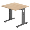Höhenverstellbarer Schreibtisch MEGA 8 G in Eiche und Graphit mit quadratischer Platte von hjh OFFICE PRO