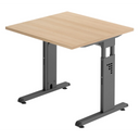 Höhenverstellbarer Schreibtisch MEGA 8 G in Eiche und Graphit mit quadratischer Platte von hjh OFFICE PRO
