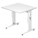 Höhenverstellbarer Schreibtisch MEGA 8 W in Weiß mit quadratischer Tischplatte von hjh OFFICE PRO