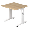 Höhenverstellbarer Schreibtisch MEGA 8 W mit heller Eichenplatte und weißem Gestell von hjh OFFICE PRO