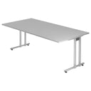 Schreibtisch NANO 2E S in Grau und Silber mit rechteckiger Tischplatte von hjh OFFICE PRO