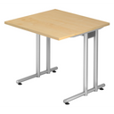 Schreibtisch NANO 8 S mit heller Ahornholz-Platte und silbernem Metallgestell von hjh OFFICE PRO