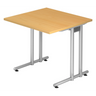 Schreibtisch NANO 8 S mit buchenfarbener Platte und silbernem Metallgestell von hjh OFFICE PRO
