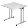 Quadratischer Schreibtisch NANO 8 S in Weiß und Silber mit silbernem Metallgestell von hjh OFFICE PRO