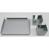 Silbernes Utensilienset ORGSET aus Metall mit einem Tablett und zwei Organizer-Körben von hjh OFFICE PRO