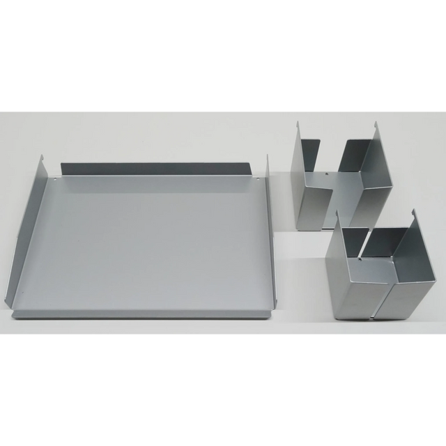 Silbernes Utensilienset ORGSET aus Metall mit einem Tablett und zwei Organizer-Körben von hjh OFFICE PRO