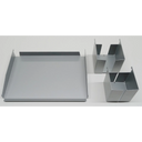 Silbernes Utensilienset ORGSET aus Metall mit einem Tablett und zwei Organizer-Körben von hjh OFFICE PRO