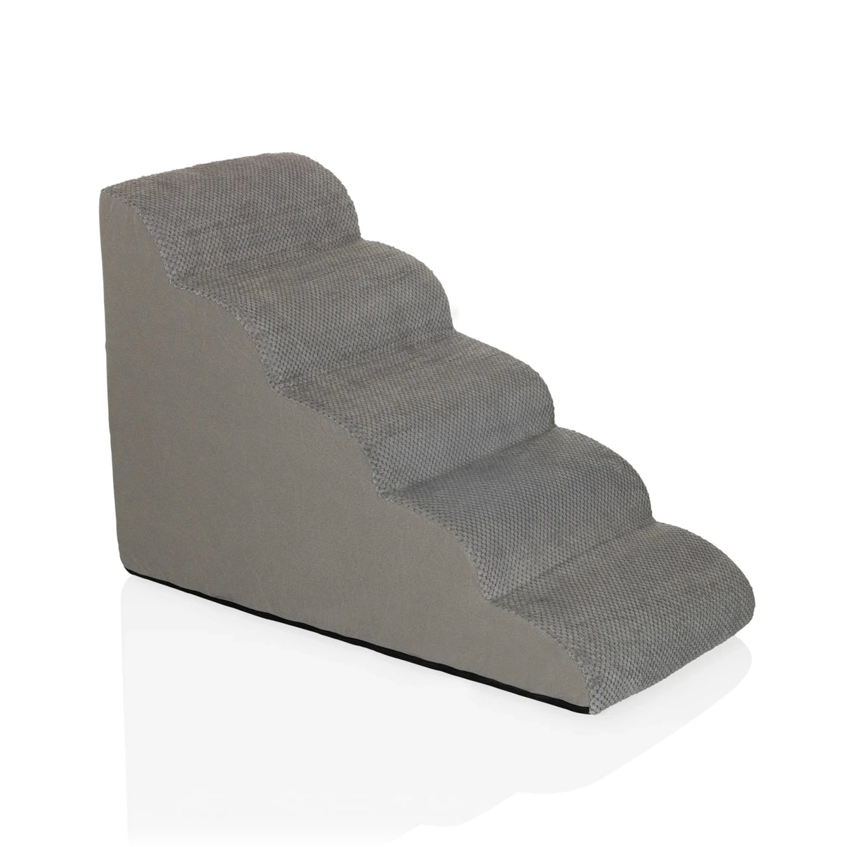 Graue Haustiertreppe PAWY STEP 5 mit vier Stufen und strukturiertem Stoffbezug von hjh LIVING