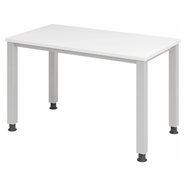 Höhenverstellbarer Schreibtisch QUEO 612 S in Weiß und Silber mit vier Beinen von hjh OFFICE PRO