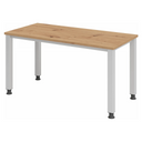 Höhenverstellbarer Schreibtisch QUEO 614 S in Asteiche mit silbernen Beinen von hjh OFFICE PRO