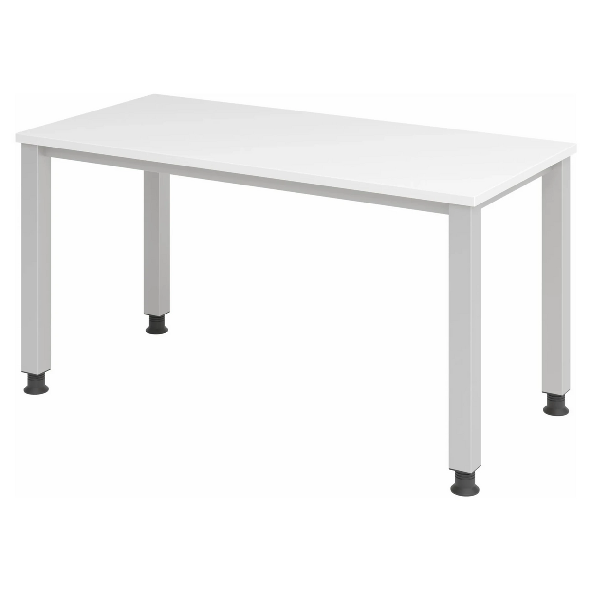 Höhenverstellbarer Schreibtisch QUEO 614 S in Weiß und Silber mit vier quadratischen Beinen von hjh OFFICE PRO