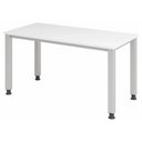 Höhenverstellbarer Schreibtisch QUEO 614 S in Weiß und Silber mit vier quadratischen Beinen von hjh OFFICE PRO