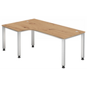Höhenverstellbarer Schreibtisch QUEO 82 S in Asteiche mit weißen Beinen von hjh OFFICE PRO