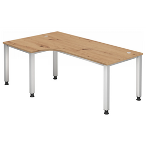 Höhenverstellbarer Schreibtisch QUEO 82 S in Asteiche mit weißen Beinen von hjh OFFICE PRO