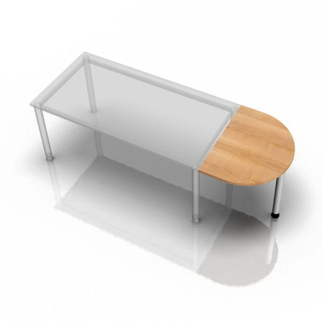 Ansatztisch RA60 / RA80 / RA160 mit einer halbkreisförmigen Platte in Nussbaum-Optik von hjh OFFICE PRO