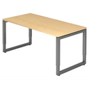 Höhenverstellbarer Schreibtisch REGO 16 G in Ahorn-Optik mit graphitgrauem Metallgestell von hjh OFFICE PRO