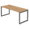 Höhenverstellbarer Schreibtisch REGO 19 G in Asteiche mit graphitfarbenem Metallgestell von hjh OFFICE PRO