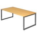 Höhenverstellbarer Schreibtisch REGO 2E G in Buche-Optik mit graphitgrauem Gestell von hjh OFFICE PRO