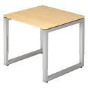 Höhenverstellbarer Schreibtisch REGO 8 S mit Ahornholzplatte und silbernem Gestell von hjh OFFICE PRO